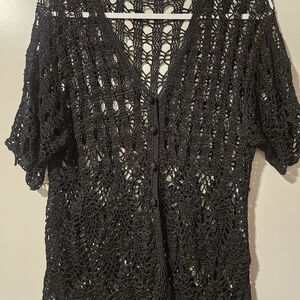 Black Crochet Cardigan
